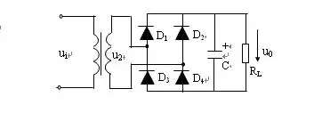 单相桥式整流滤波电路如图,变压器副边电压 v,f=50hz,rl=200Ω