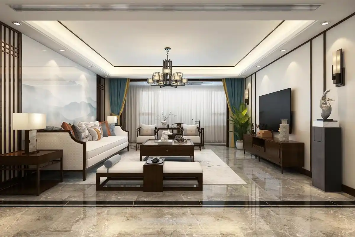 新中式风格四居室装修设计效果图 家装案例