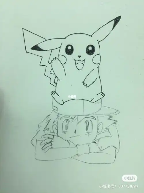 卡通画宝贝精灵小智和皮卡丘