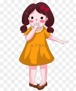 开心捂嘴笑的女孩亮眼的香肠嘴小丑哼嘴表情装饰巨嘴鸟在异国情调的