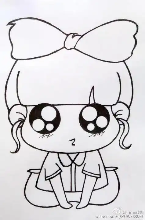 动漫女孩简笔画-可爱的美少女萌萌的少女简笔画教程图片萌萌的少女简