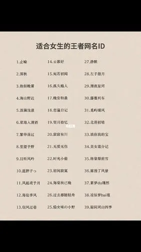 适合女生的王者网名id