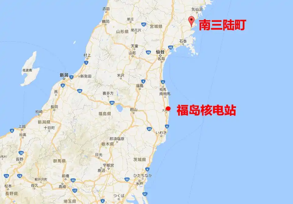 位置示意图:生蚝养殖地宫城县南三陆町与福岛核电站趁此机会,日本驻华