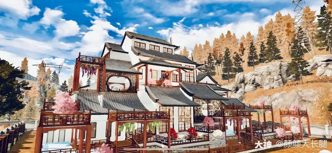 烟云』古风中式风格双人地基庄园建筑,最后一张图是原版_大神