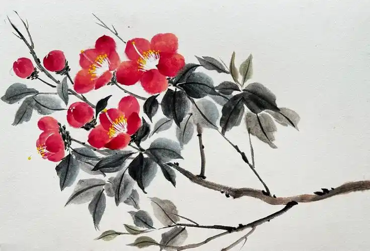 【100幅国画打卡,倒数第89幅】花型简单,叶片简单,枝条也不难,但是