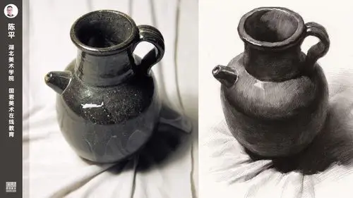 素描静物单体陶罐2陈平