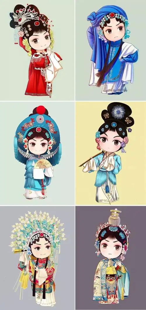 色彩剪贴画京剧卡通人物形象