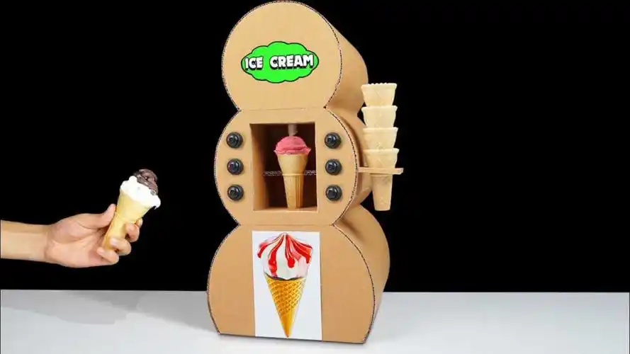 家中缺少冰淇淋售卖机,达人用纸壳自制一台,成品真是太实用了!