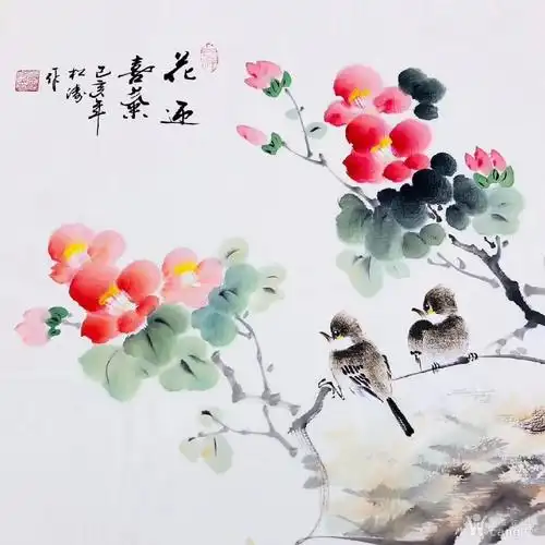 中国书法美术家协会理事曾松涛老师三尺斗方花鸟画任选三副150