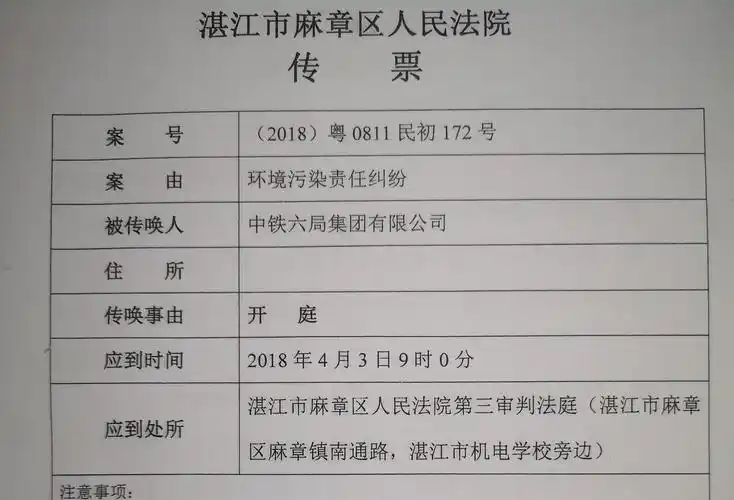 麻章区人民法院传票