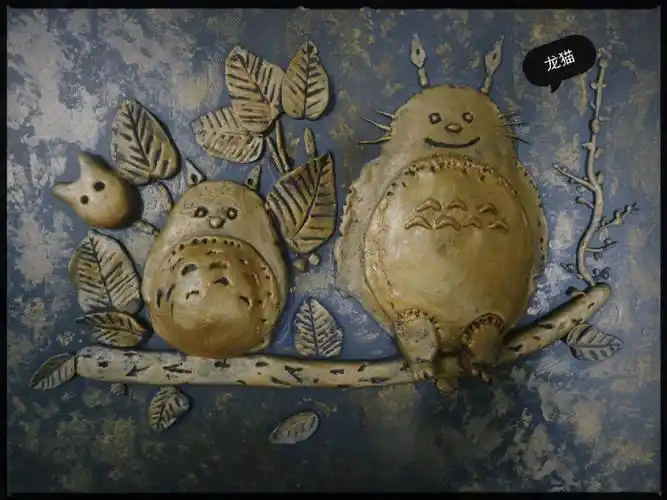 临摹一位小姐姐的作品,轻粘土浮雕仿铜板画#超轻粘土手工  #宫崎骏