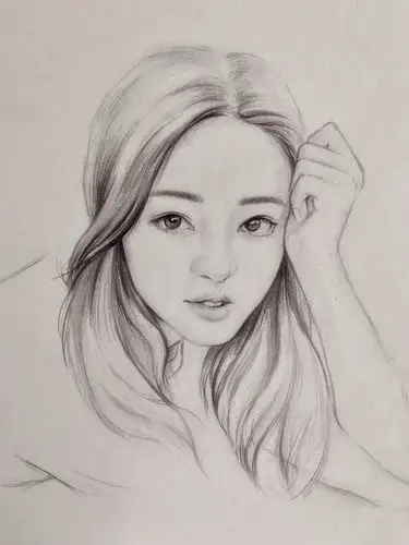 铅笔画步骤图凝视的女孩