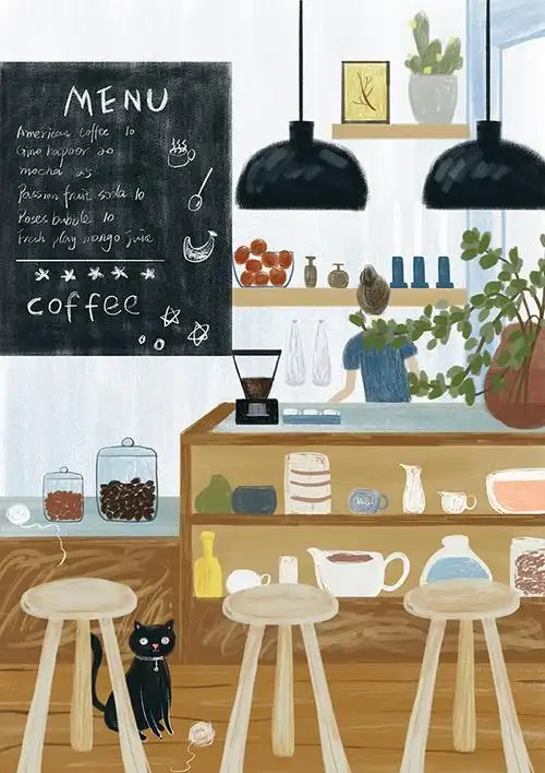 咖啡店|插画|商业插画|北知知beiz - 原创作品 - 站酷 (zcool)
