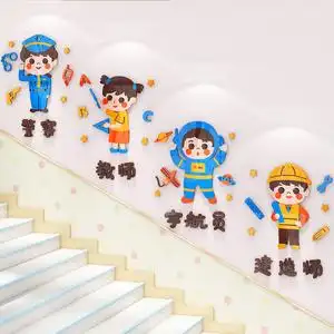 幼儿园教室楼梯墙面装饰托管班文化墙认识职业环创主题墙贴3d立体