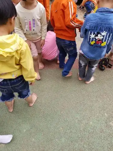 走小路 利用资源:鹅卵石小路 目标:          让幼儿探索不同的玩法