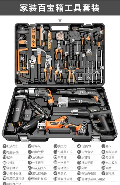 德国进口日常家用工具套装常用五金电工专用维修多功能大全工具箱全套