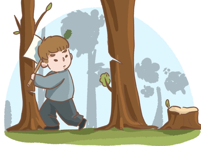 这天,村子里的年轻人聚在一起,他们商量着砍伐树木运到村外去,这样