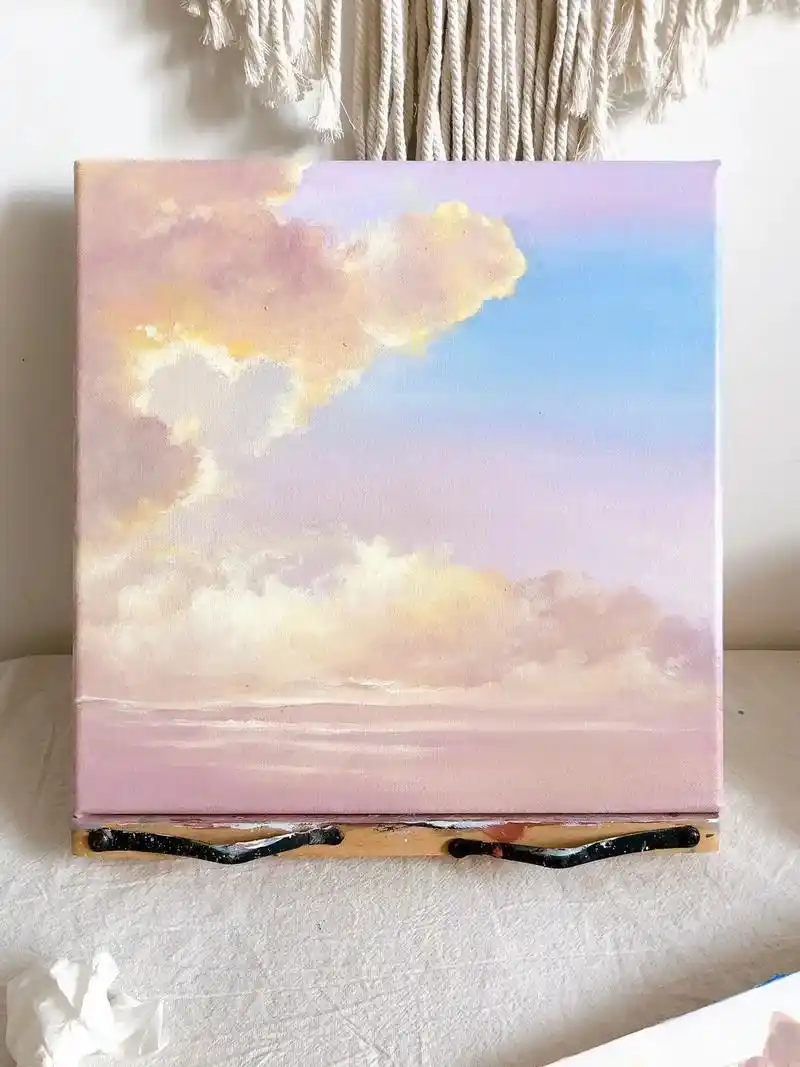 爱是一道光发光的云丙烯画