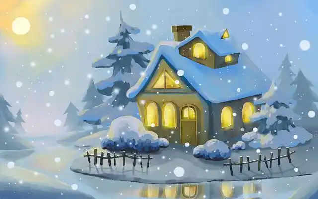 可爱卡通房子矢量素材彩色卡通手绘冬天冬季雪景雪地人物堆雪人元素