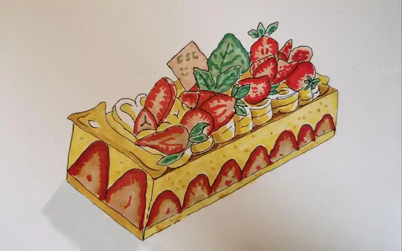 【马克笔手绘】草莓芝士蛋糕|记录_哔哩哔哩_bilibili