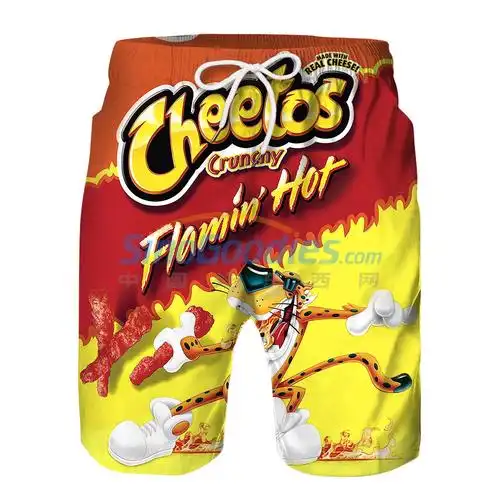 爆款奇多零食数码印花亲子装系绳橡筋腰头沙滩裤 休闲短裤男 儿童款