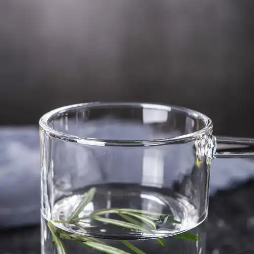 波匠创意玻璃杯绿茶杯水杯 透明玻璃手柄杯饮料杯 钢化耐热小把杯