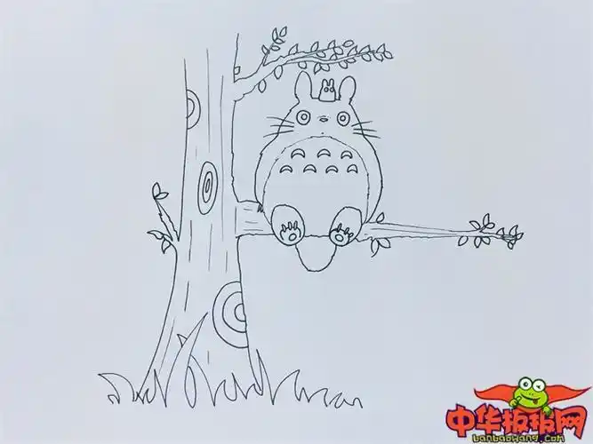 龙猫简笔画撑伞一步一步画