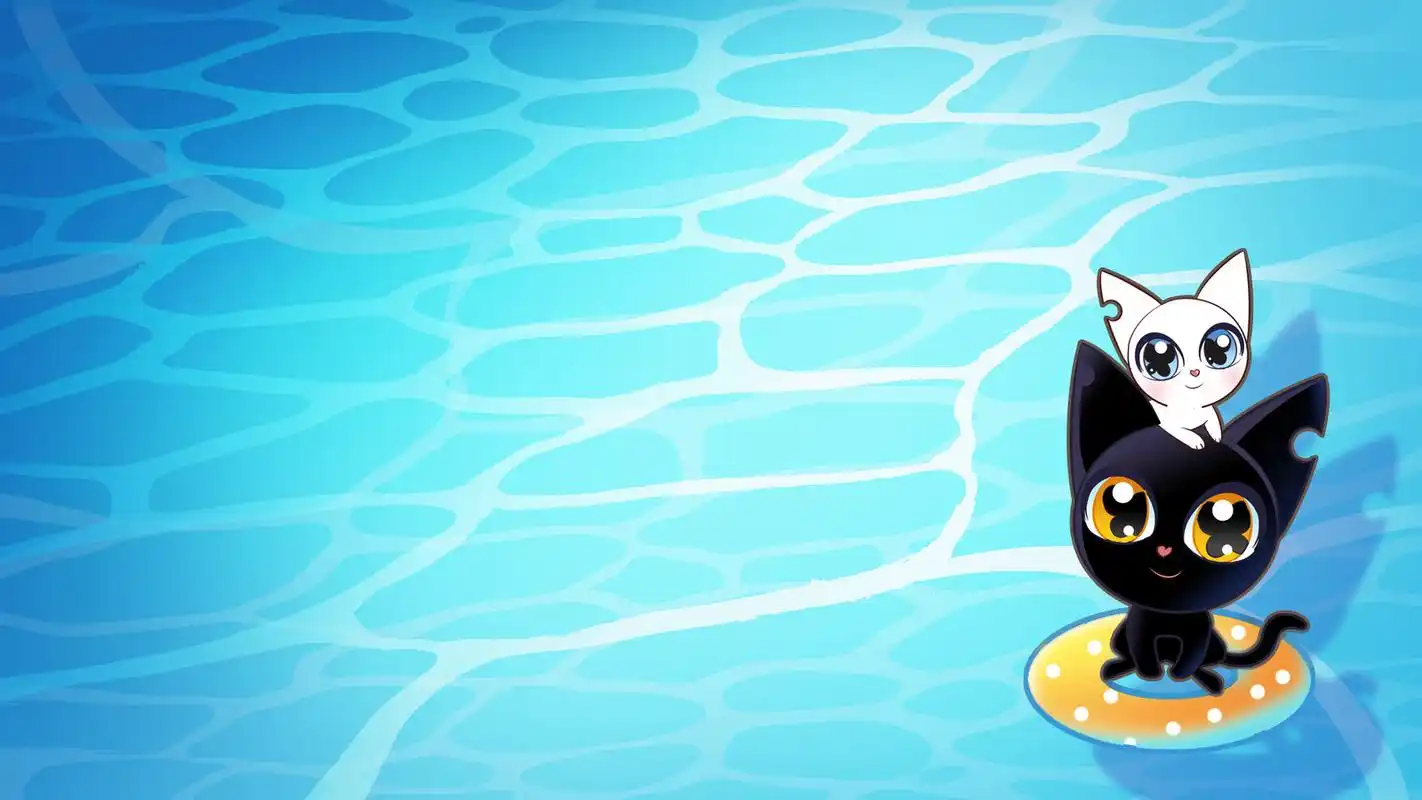 可爱卡通猫咪高清电脑壁纸高清大图预览1600x900_卡通动漫下载_美桌网