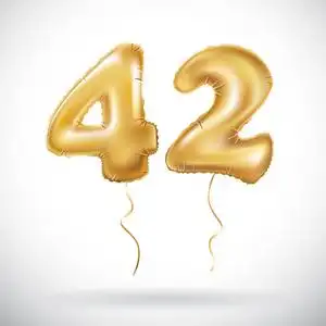 矢量金色 42 数字四十二金属气球.党的装饰金色气球.