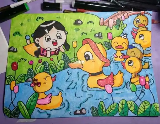 数鸭子儿歌配画儿歌简笔画合肥幼儿师范高等专科学校攻略儿童画