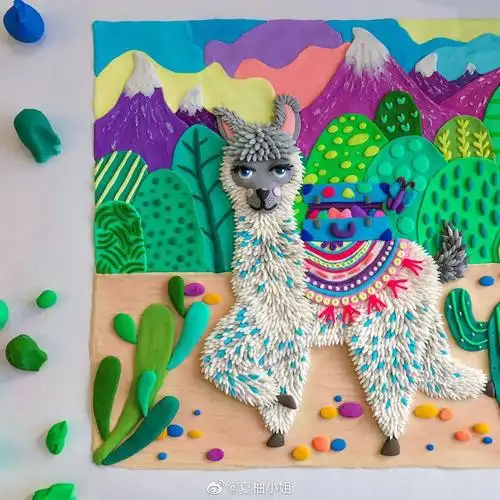 动物粘土浮雕画萌萌哒