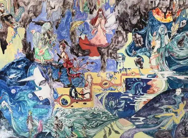 二等奖 绘画初中 陶一诺 我的中国梦 60×44.7 水彩画 2018