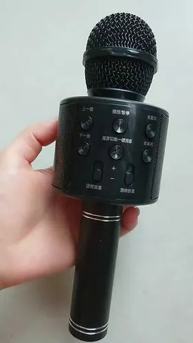 高品质全民k歌麦克风无线蓝牙手机唱歌电视手机儿童话筒音响一体 黑色