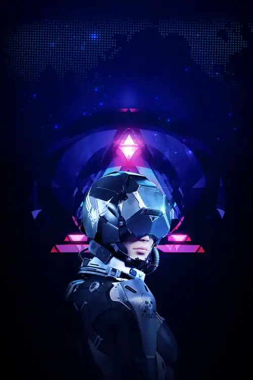 蓝色科幻人工智能科技展示海报免抠素材免费下载_觅元素51yuansu.com