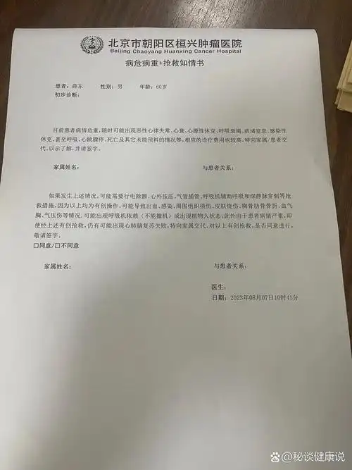 小细胞肺癌晚期—病危通知书