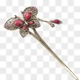 精美发簪png古风檀木流苏发簪png镶嵌式头饰珠花png装饰图案饰品矢量