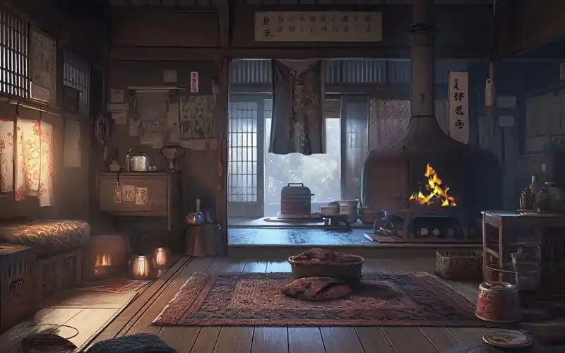 【asmr古风氛围】古代房间系列一 围炉听雨 | 炉火燃烧声,雷,雨