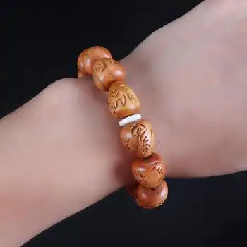 天然桃木手串女男士手链开光辟邪护身符转运佛珠保平安箴言情侣款