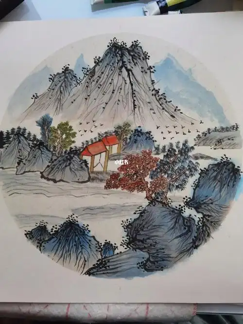 第一幅山水荷叶皴