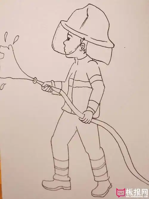 消防员救火简笔画图片,简笔画消防员的画法