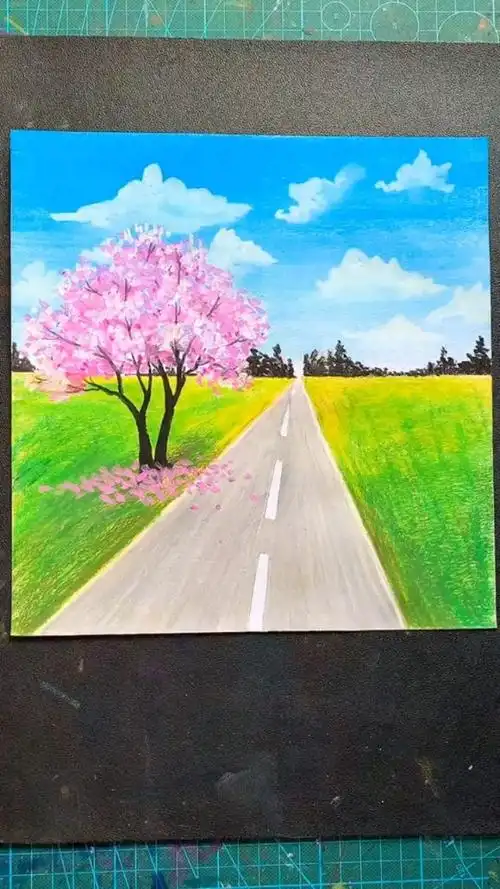 油画棒教你画风景,步骤简单易学.