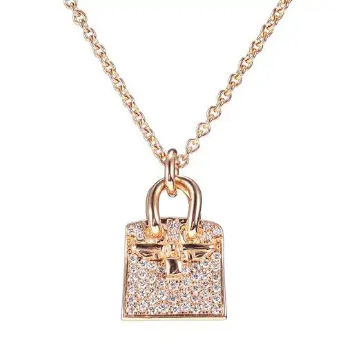 hermes(爱马仕) 18k玫瑰金birkin包镶钻项链