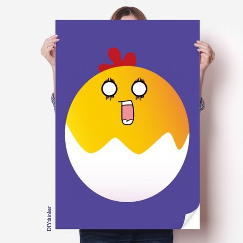鸡蛋吃惊可爱萌版表情海报贴纸80x55cm墙贴纸卧室家居装饰