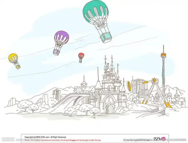 迪斯尼乐园矢量插画图片