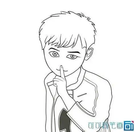 简笔画小女孩拒绝手势