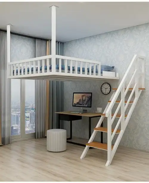 铁艺高架床单上层成人双层床阁楼复式二楼省空间上下铺铁架床京固b款