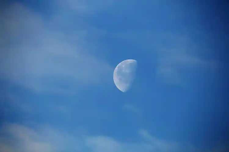 白色,月亮,特写,蓝天,天空,夜空