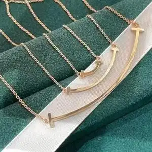 tiffany蒂芙尼微笑项链18k玫瑰金镶满钻钥匙笑脸大中小号项链手链