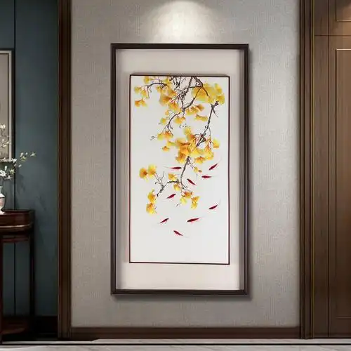 西墙玄关装饰画——手工刺绣装饰画《金银满屋》