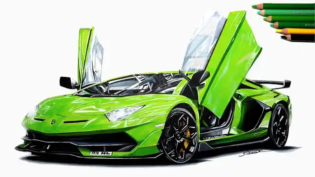 【汽车手绘】爆肝10小时,画一辆原谅色的兰博基尼svj